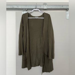 Long olive green cardigan